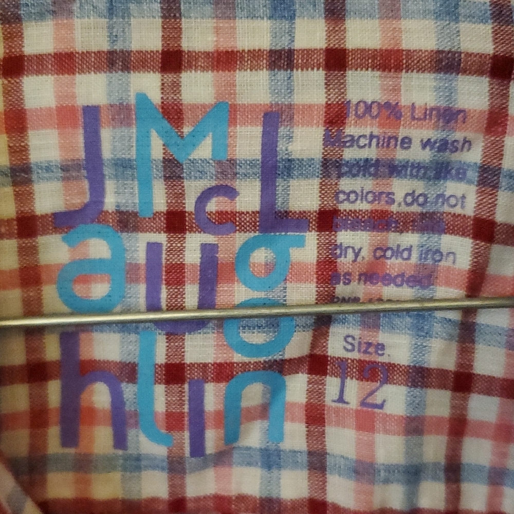 J. McLaughlin Red and Blue Checkered Shirt - Picture 2 of 3